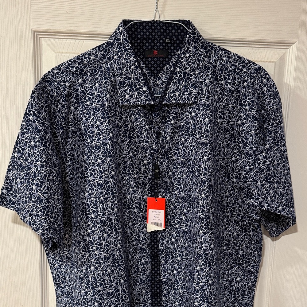 Navy Floral Button-Down Shirt